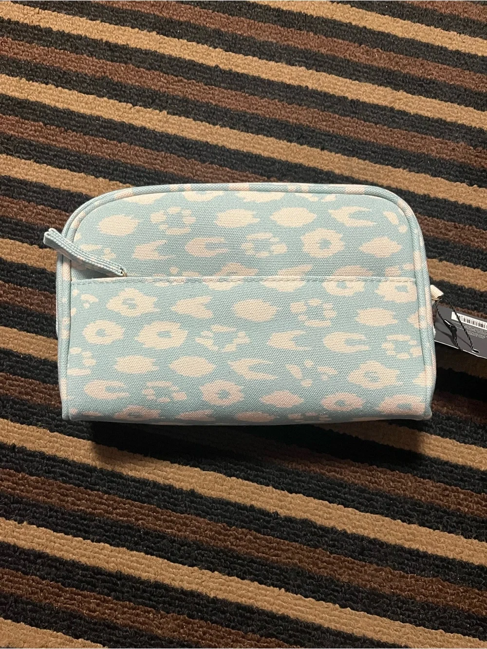 Light Blue & White Patterned Women's Cosmetic Pouch